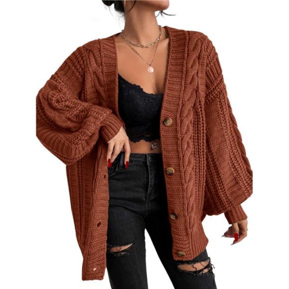 EXLURA Womens 2025 Oversized Cardigan Sweaters Fall Winter Lightweight Soft